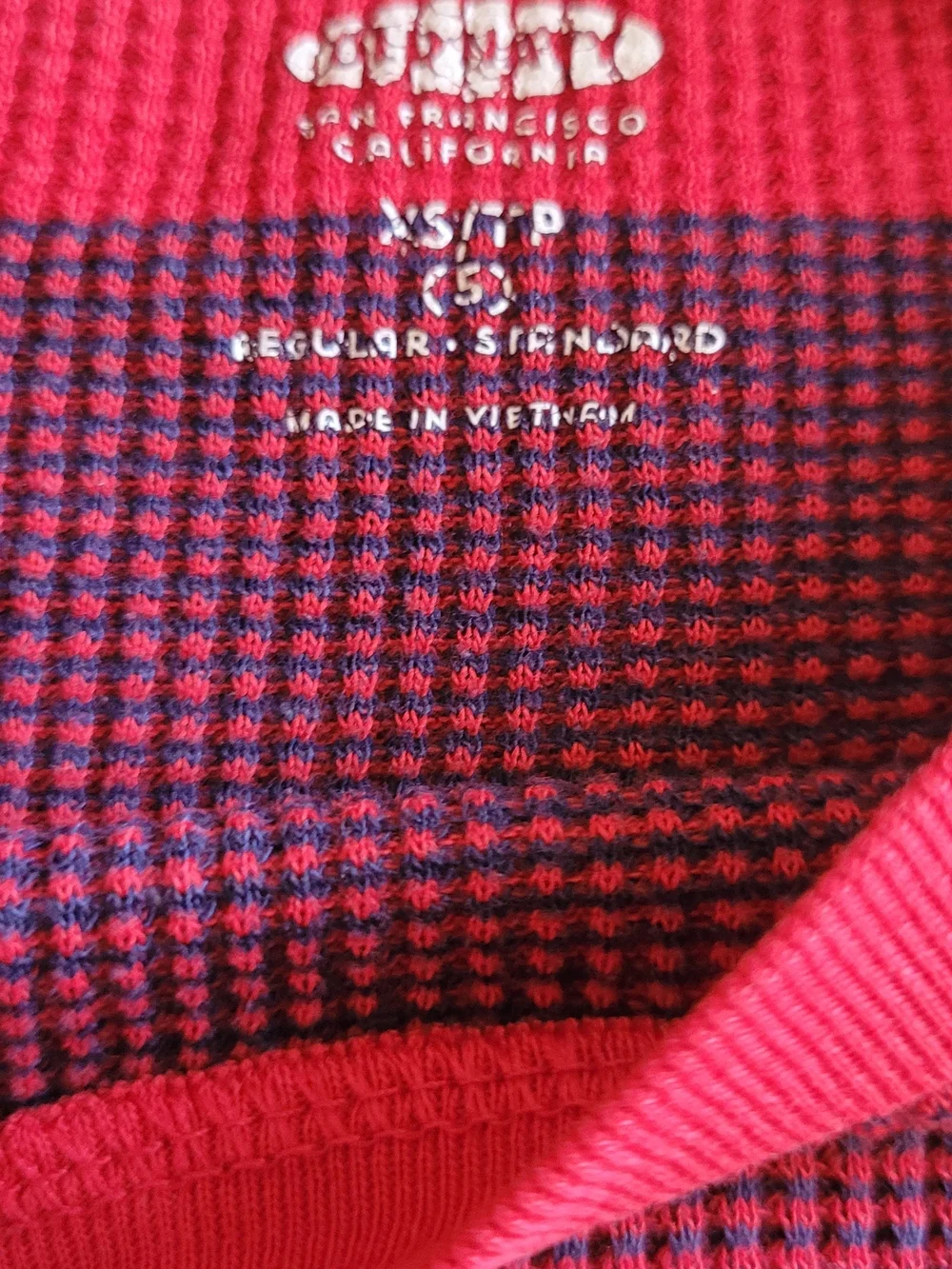 Old Navy Striped Waffle Knit Crewneck Sweater in Red and Wine